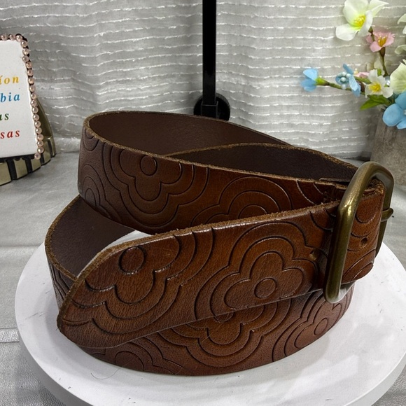 (H) Gap 1969 Vintage Floral Design Large Leather Belt - Picture 4 of 11